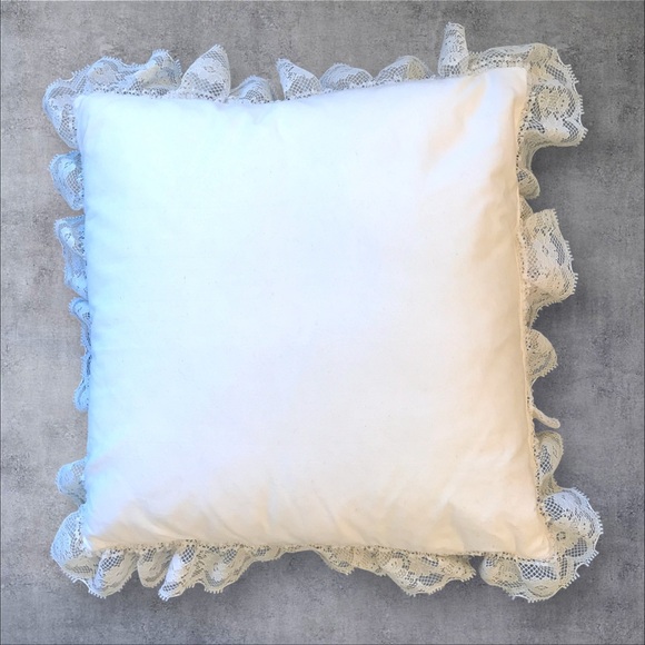 Embroidered Throw Pillow Vintage Cottagecore Floral Lace Pastel Feminine 12" - Picture 11 of 13